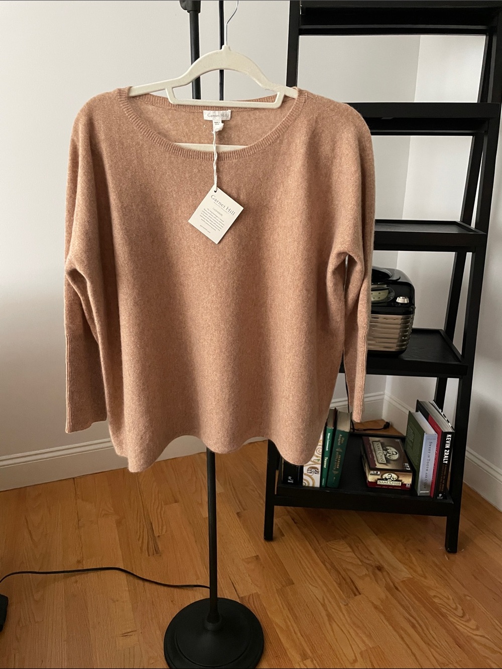 Garnet Hill Cashmere Crewneck Sweater - Blush Tan